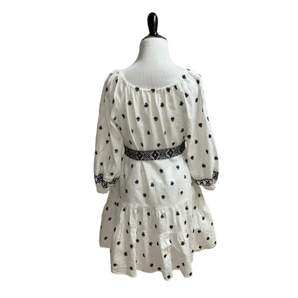 A Loves A Women's Prairie Mini Dress S Small Belted Puff Sleeves Embroidered - Picture 7 of 7